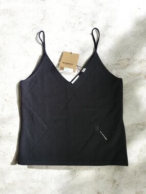 Burberry Black V-Neck Merino Wool Tank Top Sz XS